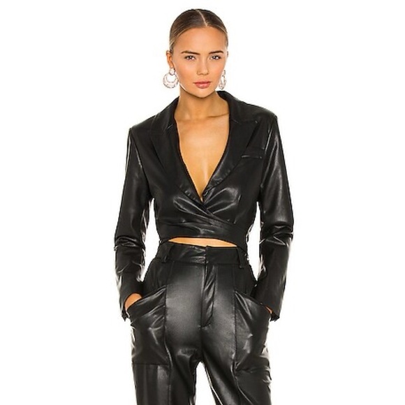 Ronny Kobo Lilo Faux Leather Wrap Blazer - Picture 3 of 6